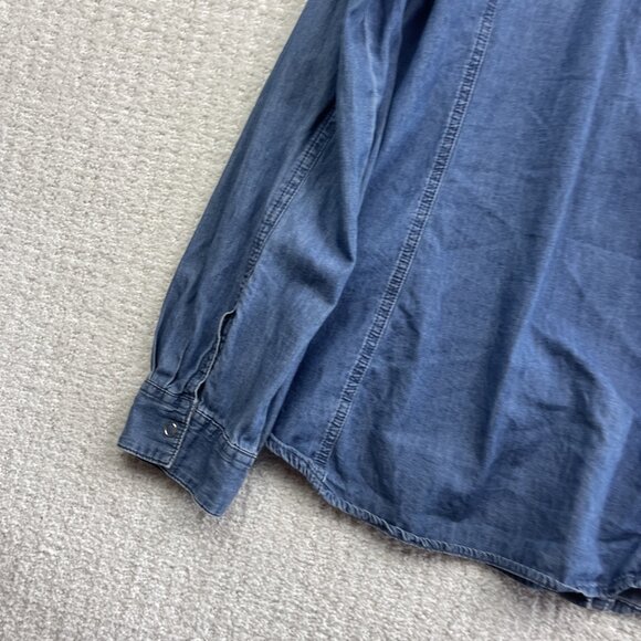 Blue Crush Lumberjack Camp Denim Snap Button Up Shirt Wom Sz XL Western Cowboy - Picture 9 of 11